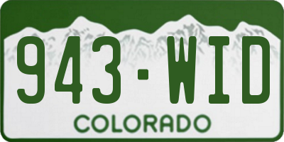 CO license plate 943WID