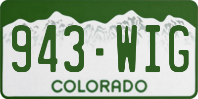 CO license plate 943WIG
