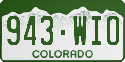 CO license plate 943WIO
