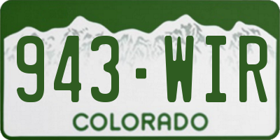 CO license plate 943WIR