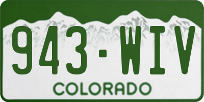CO license plate 943WIV