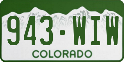 CO license plate 943WIW