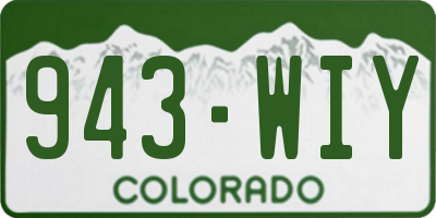 CO license plate 943WIY