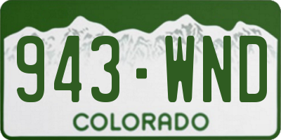 CO license plate 943WND
