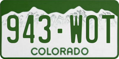 CO license plate 943WOT