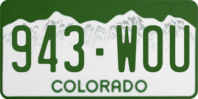 CO license plate 943WOU