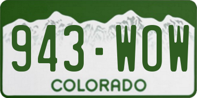 CO license plate 943WOW