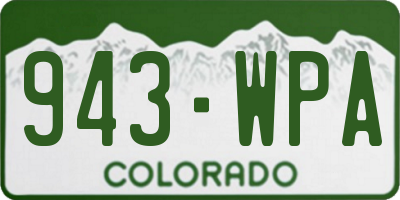 CO license plate 943WPA