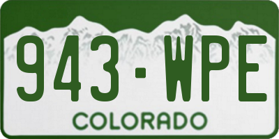 CO license plate 943WPE