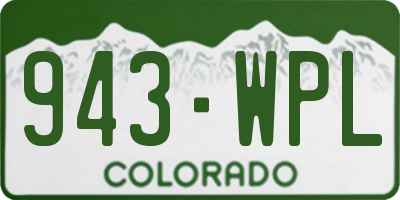 CO license plate 943WPL