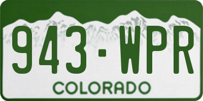 CO license plate 943WPR