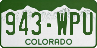 CO license plate 943WPU