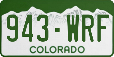 CO license plate 943WRF