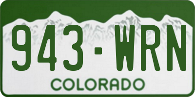 CO license plate 943WRN