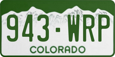 CO license plate 943WRP