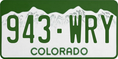 CO license plate 943WRY