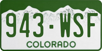 CO license plate 943WSF