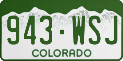 CO license plate 943WSJ