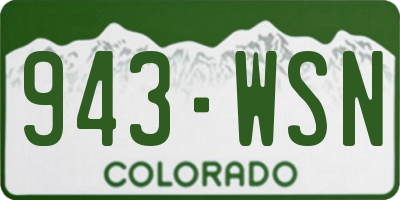 CO license plate 943WSN