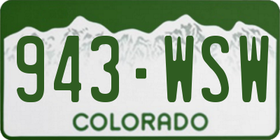 CO license plate 943WSW