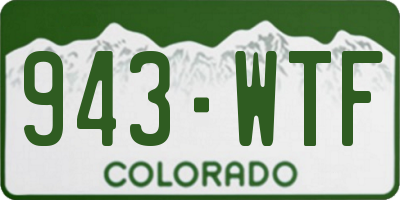 CO license plate 943WTF