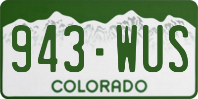 CO license plate 943WUS