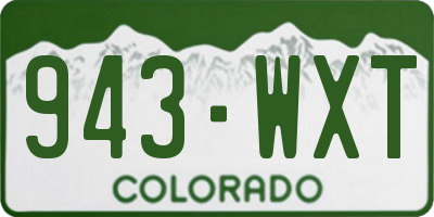 CO license plate 943WXT