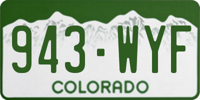 CO license plate 943WYF