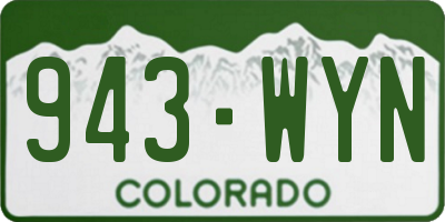 CO license plate 943WYN