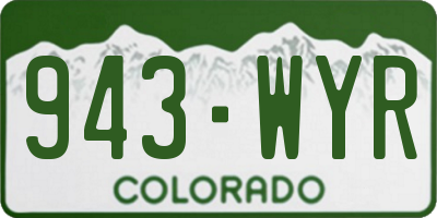CO license plate 943WYR