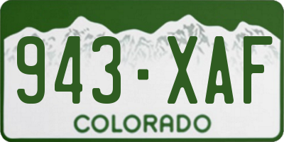 CO license plate 943XAF