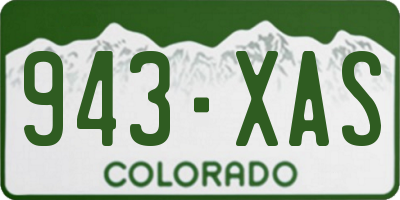 CO license plate 943XAS