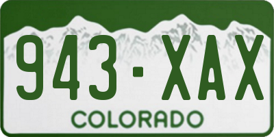 CO license plate 943XAX