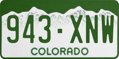 CO license plate 943XNW