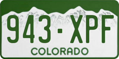 CO license plate 943XPF