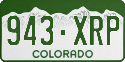 CO license plate 943XRP