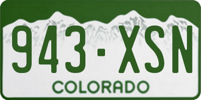 CO license plate 943XSN