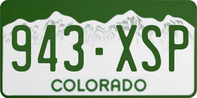 CO license plate 943XSP