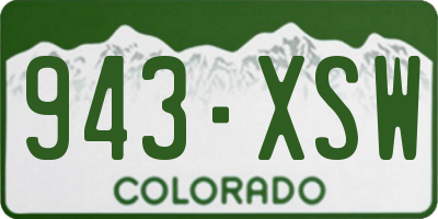 CO license plate 943XSW