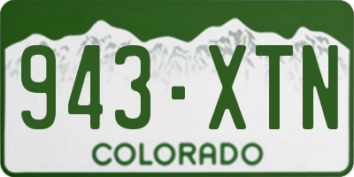 CO license plate 943XTN