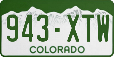 CO license plate 943XTW