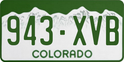 CO license plate 943XVB