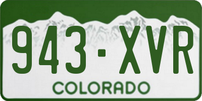 CO license plate 943XVR