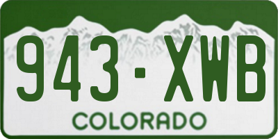 CO license plate 943XWB
