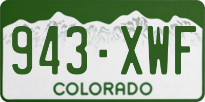 CO license plate 943XWF