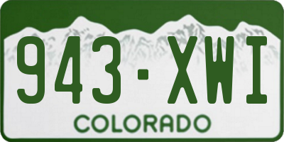 CO license plate 943XWI
