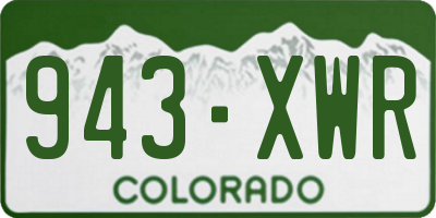 CO license plate 943XWR