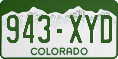 CO license plate 943XYD