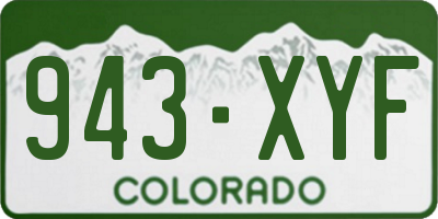 CO license plate 943XYF