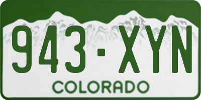 CO license plate 943XYN